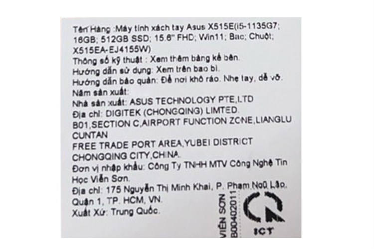 Laptop Asus Vivobook X515EA i5 1135G7/16GB/512GB/Chuột/Win11 (EJ4155W) Màu Bạc