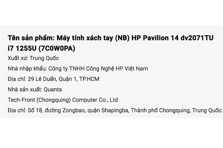 Laptop HP Pavilion 14 dv2071TU i7 1255U/16GB/512GB/Win11 (7C0W0PA) Màu Vàng