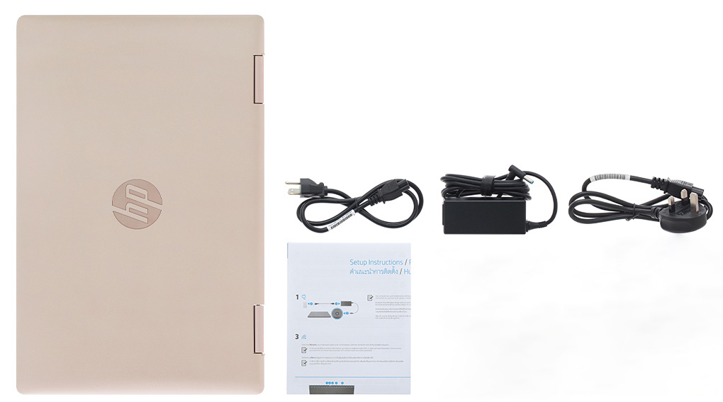 Bộ sản phẩm gồm: Thùng máy, Sạc Laptop HP ( 65W ), Sách hướng dẫn