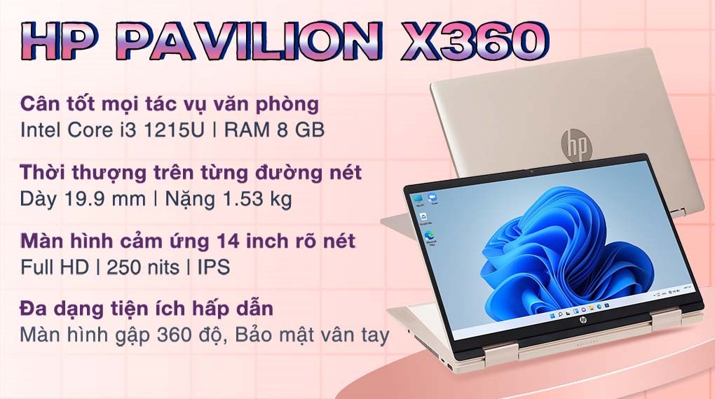 Laptop HP Pavilion X360 14 ek0130TU i3 1215U/8GB/256GB/Touch/Win11 (7C0P5PA)