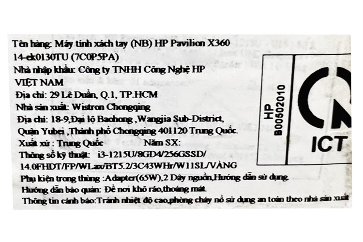 Laptop HP Pavilion X360 14 ek0130TU i3 1215U/8GB/256GB/Touch/Win11 (7C0P5PA) Màu Vàng