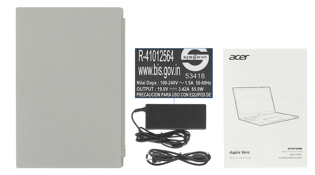 Bộ sản phẩm gồm: Sách hướng dẫn, Thùng máy, Sạc Laptop Acer