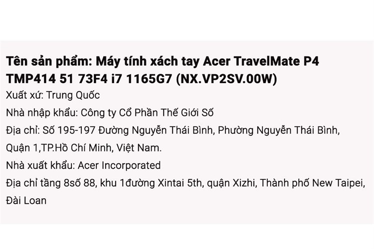 Laptop Acer TravelMate P4 TMP414 51 73F4 i7 1165G7/16GB/1TB/Win11 (NX.VP2SV.00W) Màu Xanh