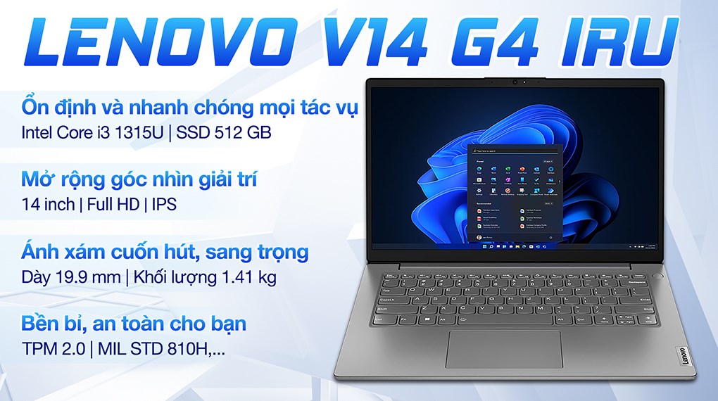 Laptop Lenovo V14 G4 IRU i3 1315U/8GB/512GB/Win11 (83A0000TVN)