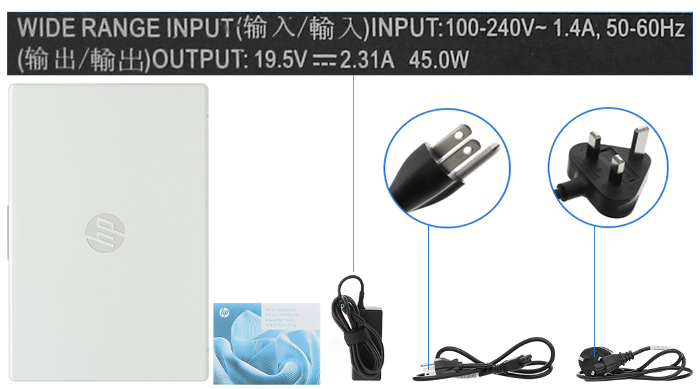 Bộ sản phẩm gồm: Sách hướng dẫn, Thùng máy, Sạc Laptop HP