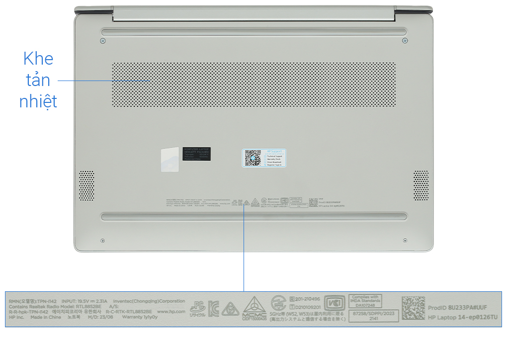 Laptop HP 14 ep0126TU i3 N305/8GB/256GB/Win11 (8U233PA) Màu Bạc