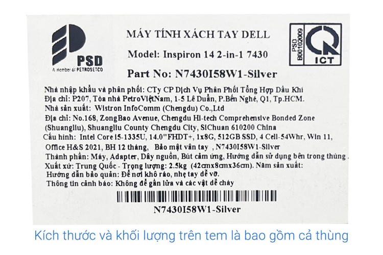 Laptop Dell Inspiron 14 T7430 i5 1335U/8GB/512GB/Touch/Pen/OfficeHS/Win11 (N7430I58W1) Màu Bạc