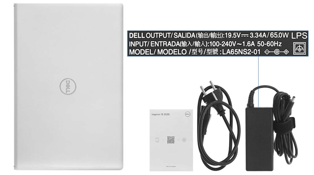 Bộ sản phẩm gồm: Thùng máy, Sạc Laptop Dell, Sách hướng dẫn