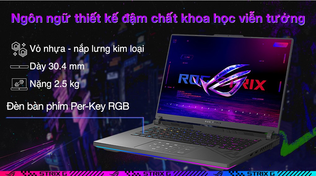 Laptop Asus Gaming ROG Strix G16 G614JV i9 13980HX/16GB/1TB/8GB RTX4060/240Hz/Balo/Win11 (N4261W)
