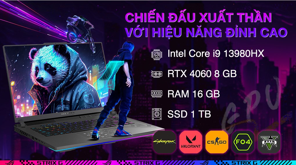 Laptop Asus Gaming ROG Strix G16 G614JV i9 13980HX/16GB/1TB/8GB RTX4060/240Hz/Balo/Win11 (N4261W)
