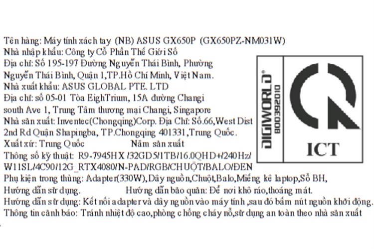 Laptop Asus Gaming ROG Zephyrus Duo 16 GX650PZ R9 7945HX/32GB/1TB/12GB RTX4080/240Hz/Balo/Chuột/Win11 (NM031W) Màu Xám