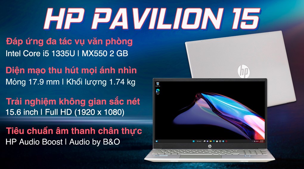 Laptop HP Pavilion 15 eg3033TX i5 1335U/16GB/512GB/2GB MX550/Win11 (8U6L6PA)