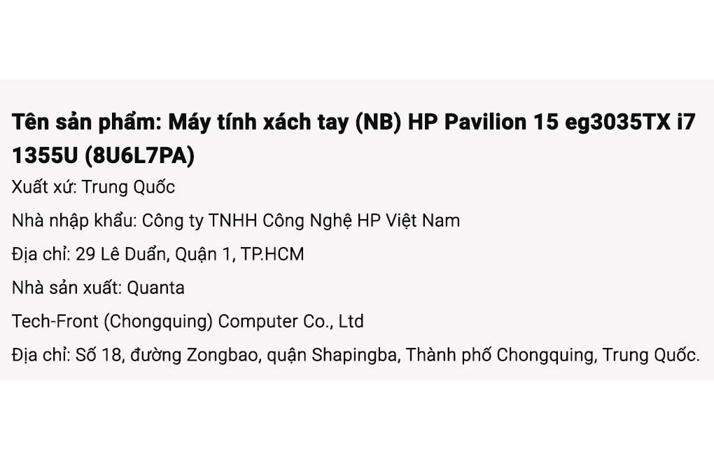 Laptop HP Pavilion 15 eg3035TX i7 1355U/16GB/512GB/2GB MX550/Win11 (8U6L7PA) - 15