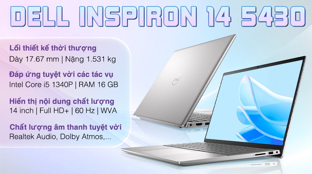 Laptop Dell Inspiron 14 5430 i5 1340P/16GB/512GB/OfficeHS/Win11 (N4I5497W1)