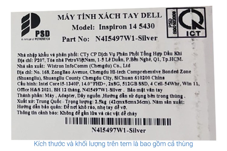 Laptop Dell Inspiron 14 5430 i5 1340P/16GB/512GB/OfficeHS/Win11 (N4I5497W1) Màu Bạc