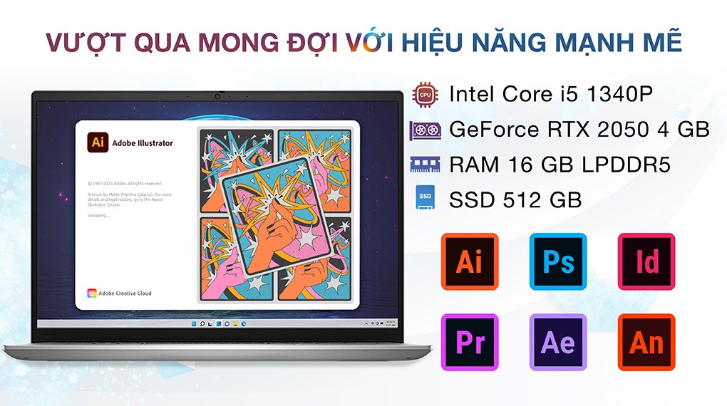 Laptop Dell Inspiron 14 5430 i5 1340P/16GB/512GB/4GB RTX2050/120Hz/OfficeHS/Win11 (N5430-i5P165W11SL2050)