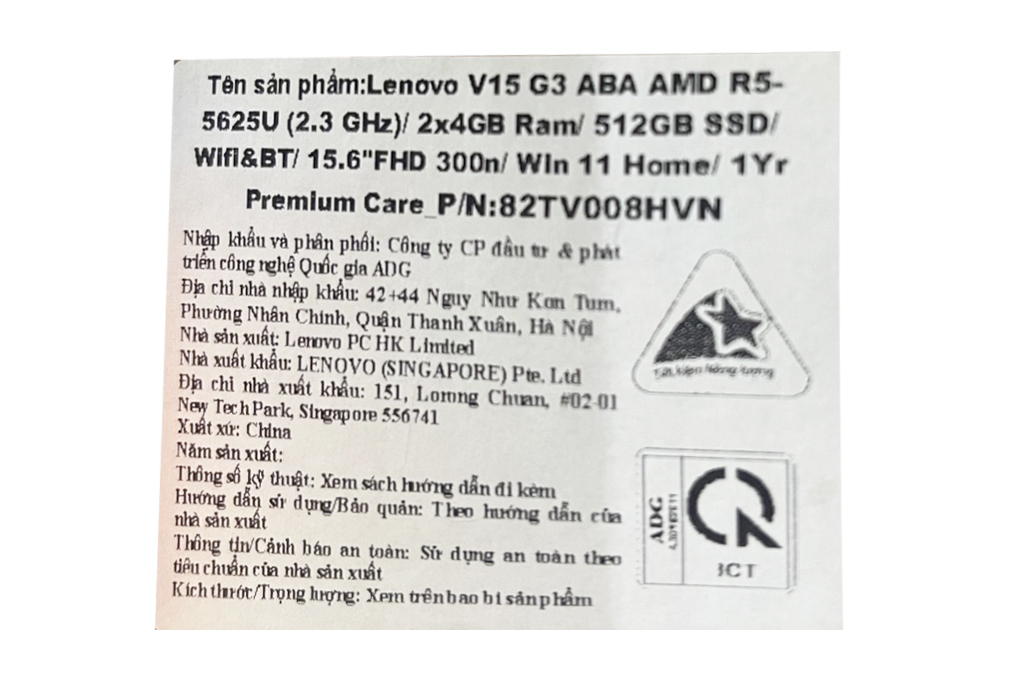 Laptop Lenovo V15 G3 ABA R5 5625U/8GB/512GB/Win11 (82TV008HVN) - 9