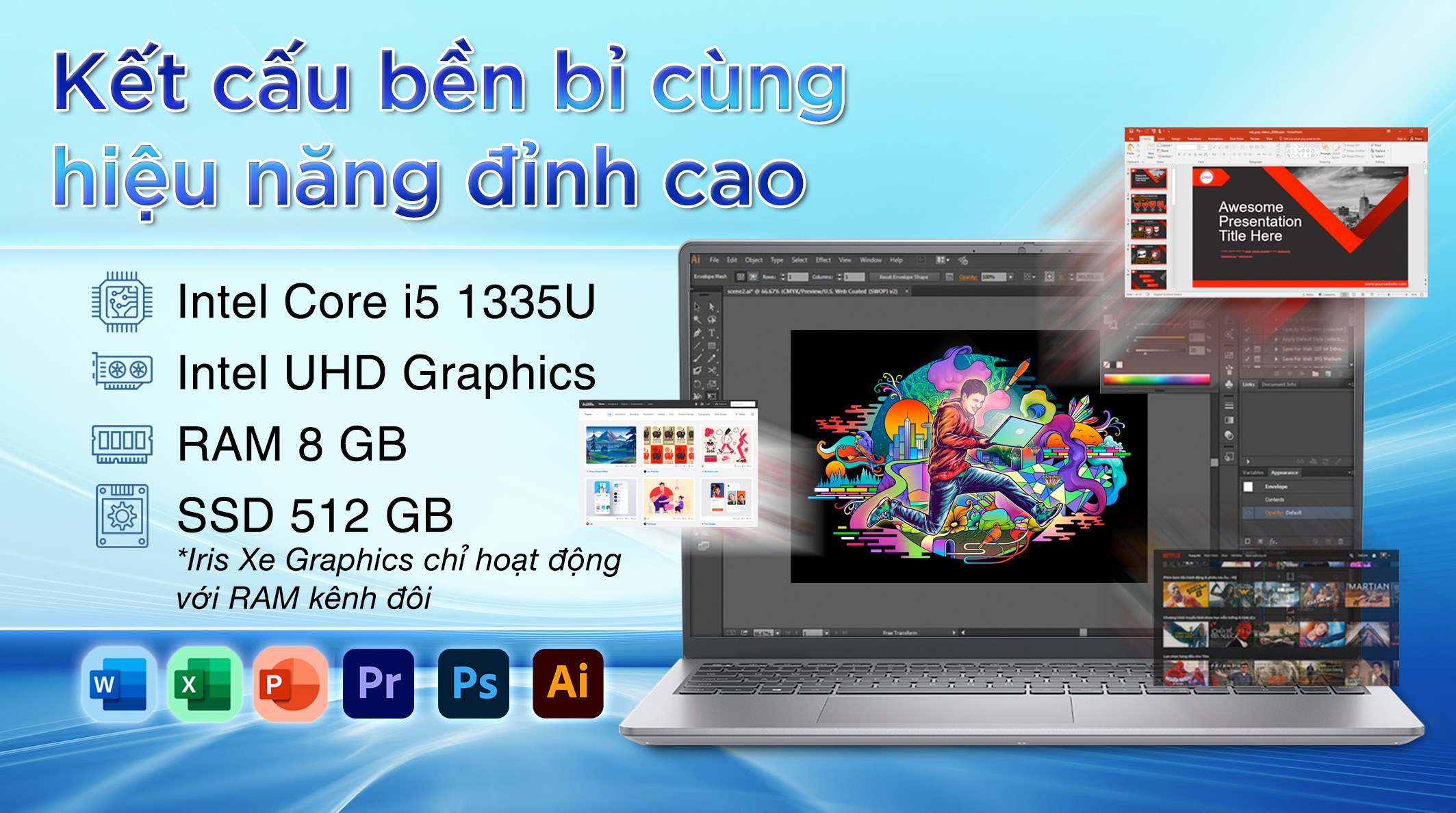 Laptop Dell Vostro 15 3530 i5 1335U/8GB/512GB/120Hz/OfficeHS/Win11 (80GG9)