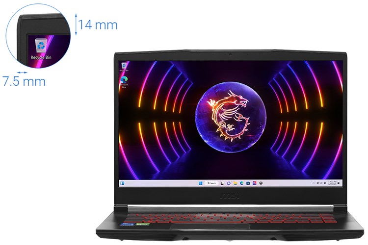 Laptop MSI Gaming GF63 Thin 12UCX i5 12450H/16GB/512GB/4GB RTX2050/144Hz/Win11 (873VN) Màu Đen