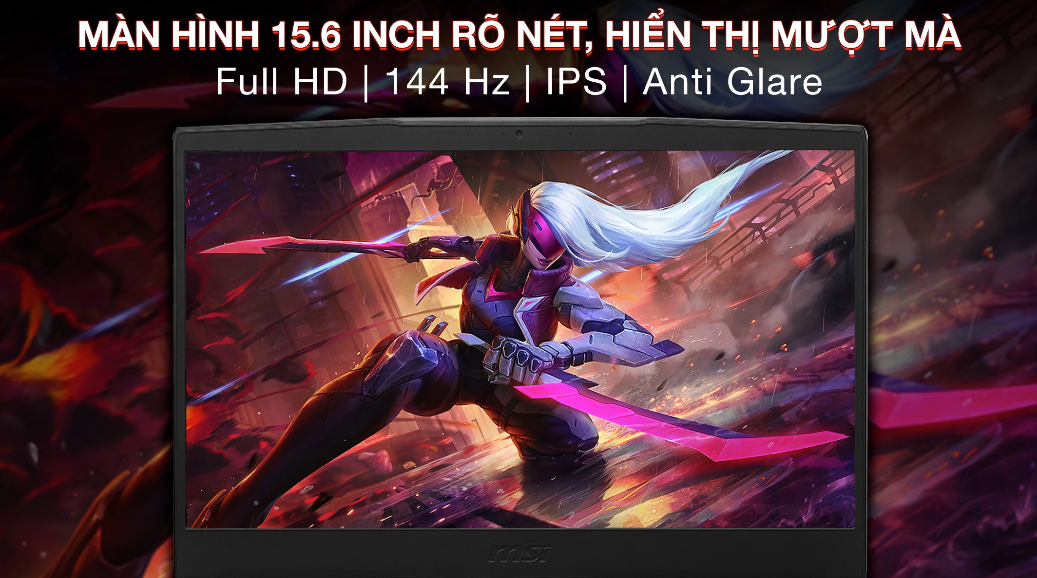 Laptop MSI Gaming GF63 Thin 12UC - 887VN (i7 12650H, 8GB, 512GB, RTX 3050 4GB, Full HD 144Hz, Win11)