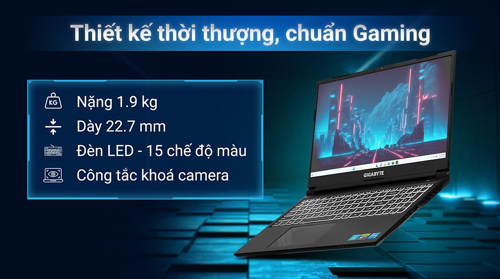 Laptop Gigabyte Gaming G5 i5 12500H/8GB/512GB/8GB RTX4060/144Hz/Win11 (KF-E3PH333SH)