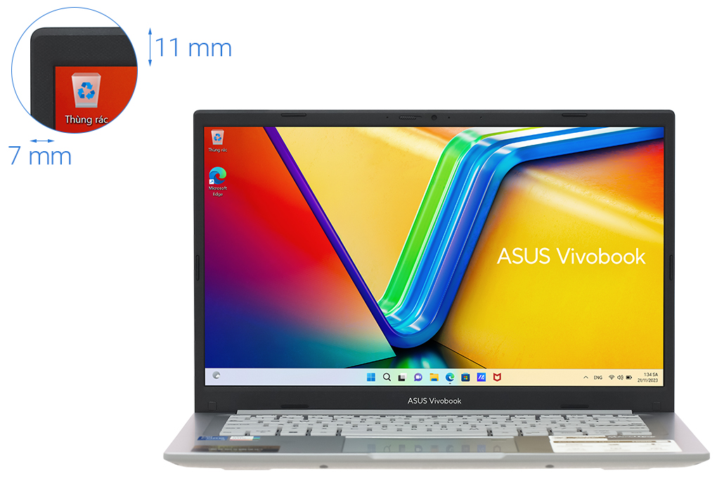 Laptop Asus Vivobook 14 X1404V - NK050W (i5 1335U, 16GB, 512GB, Full HD, Win11) Màu Bạc