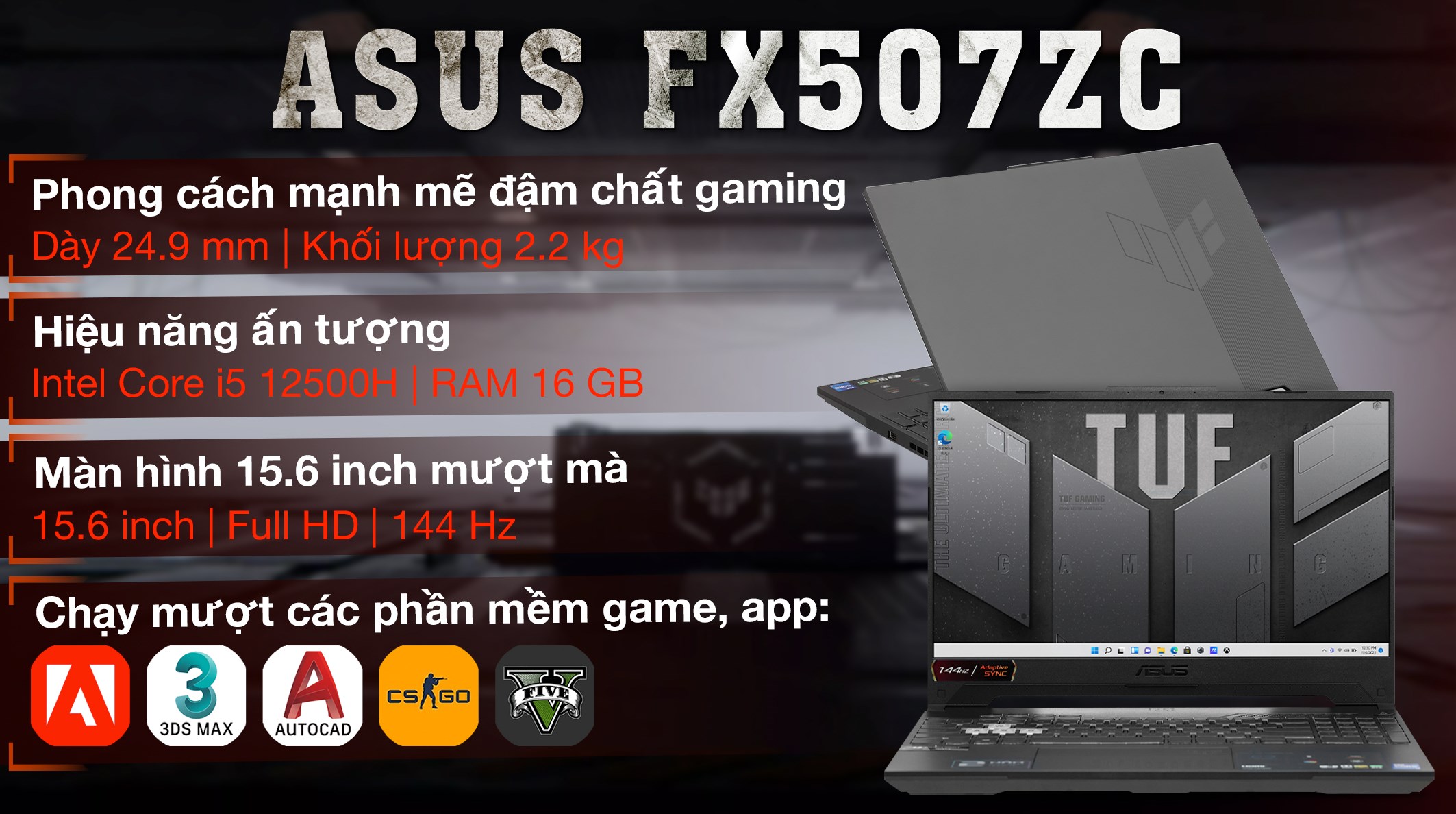Asus TUF Gaming F15 FX507ZC4 i5 12500H (HN229W)