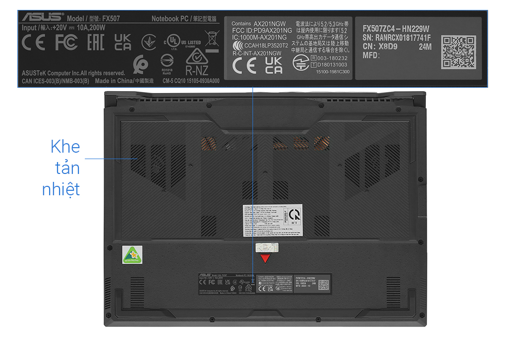 Laptop Asus TUF Gaming F15 FX507ZC4 - HN229W (i5 12500H, 16GB, 1TB, RTX 3050 4GB, Full HD 144Hz, Win11) Màu Xám