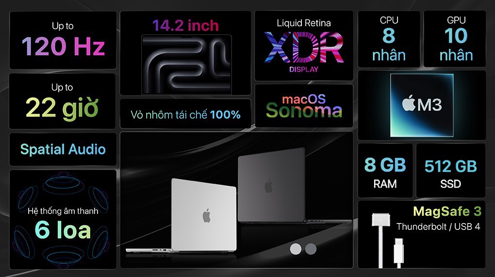 Laptop Apple MacBook Pro 14 inch M3 8GB/512GB