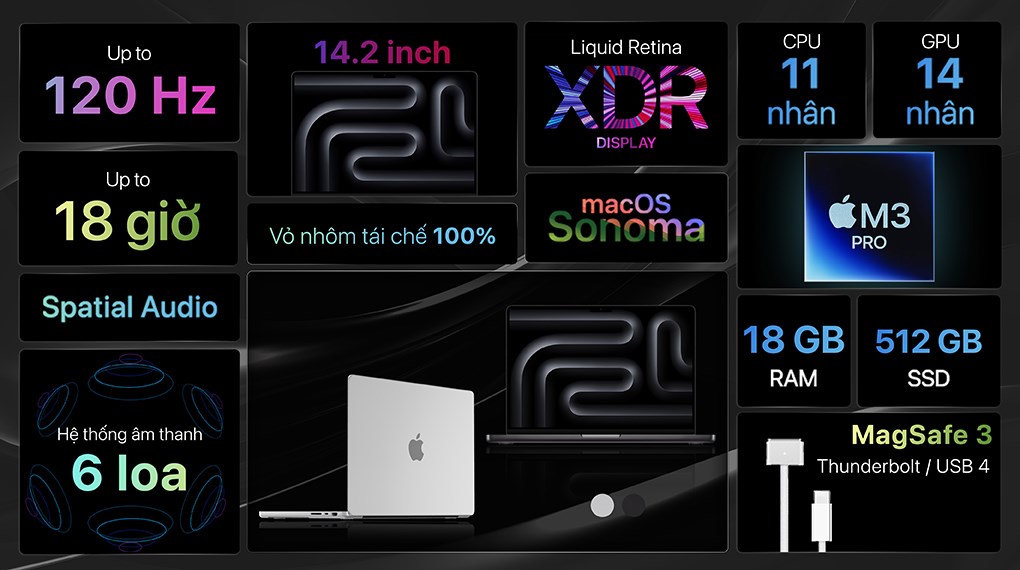 Laptop Apple MacBook Pro 14 inch M3 Pro 18GB/512GB