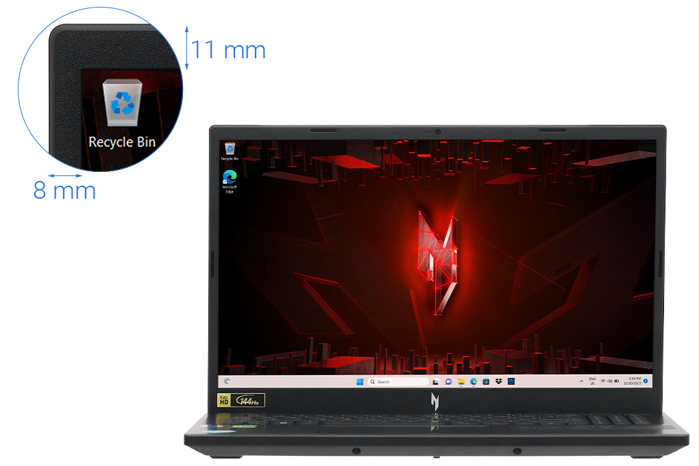 Laptop Acer Gaming Nitro V ANV15 51 57B2 - NH.QN8SV.001 (i5 13420H, 8GB, 512GB, RTX 4050 6GB, Full HD 144Hz, Win11) Màu Đen