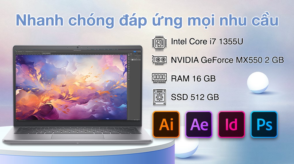 Laptop Dell Vostro 14 3430 i7 1355U/16GB/512GB/2GB MX550/OfficeHS/Win11 (V3430-i7U165W11GRD2)