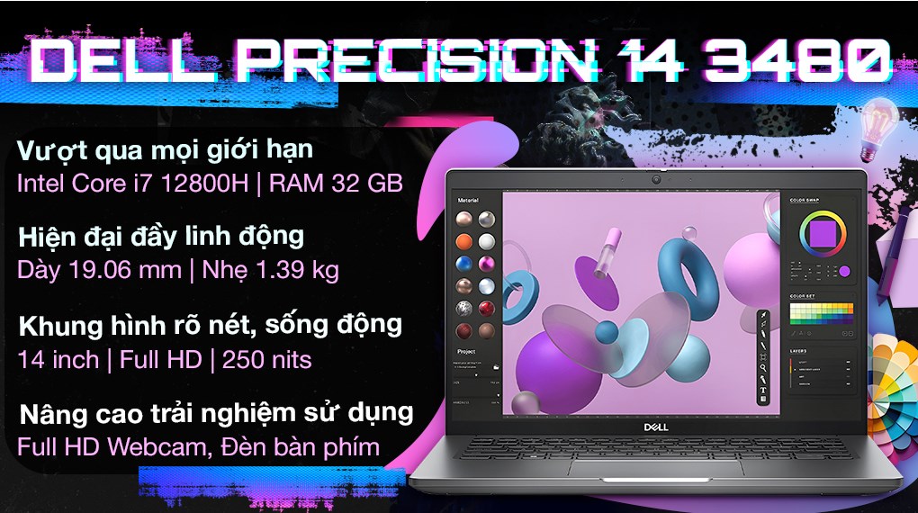 Laptop Dell Precision 14 3480 i7 12800H/32GB/1TB/4GB RTXA500/Win11 Pro (71024682)