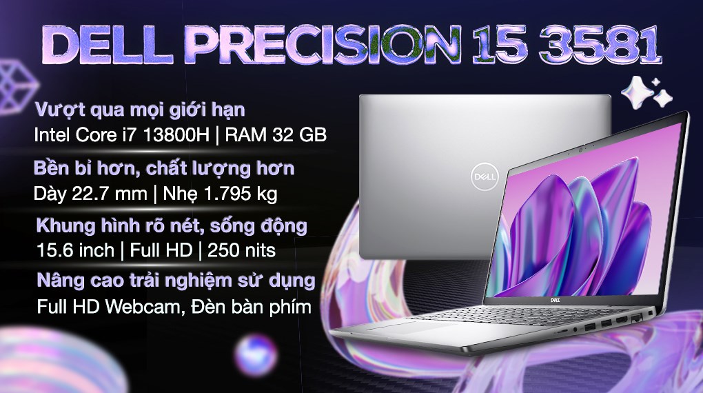 Laptop Dell Precision 15 3581 i7 13800H/32GB/1TB/6GB RTXA1000/Win11 Pro (71024679)