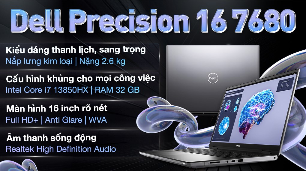 Laptop Dell Precision 16 7680 i7 13850HX/32GB/1TB/8GB RTXA2000/Win11 Pro (71024681)