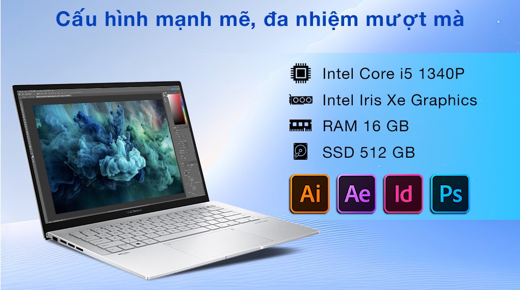 Laptop Asus Zenbook 14 OLED UX3402VA i5 1340P/16GB/512GB/Cáp/Túi/Win11 (KM203W)