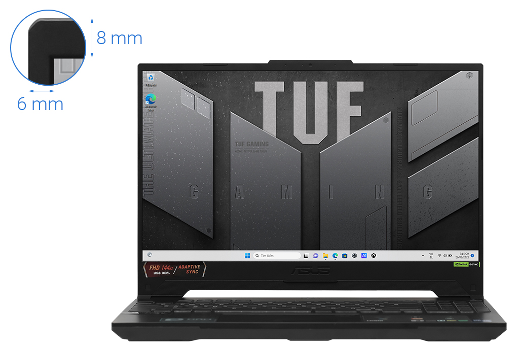 Laptop Asus TUF Gaming F15 FX507VU - LP167W (i7 13620H, 16GB, 512GB, RTX 4050 6GB, Full HD 144Hz, Win11) Màu Xám