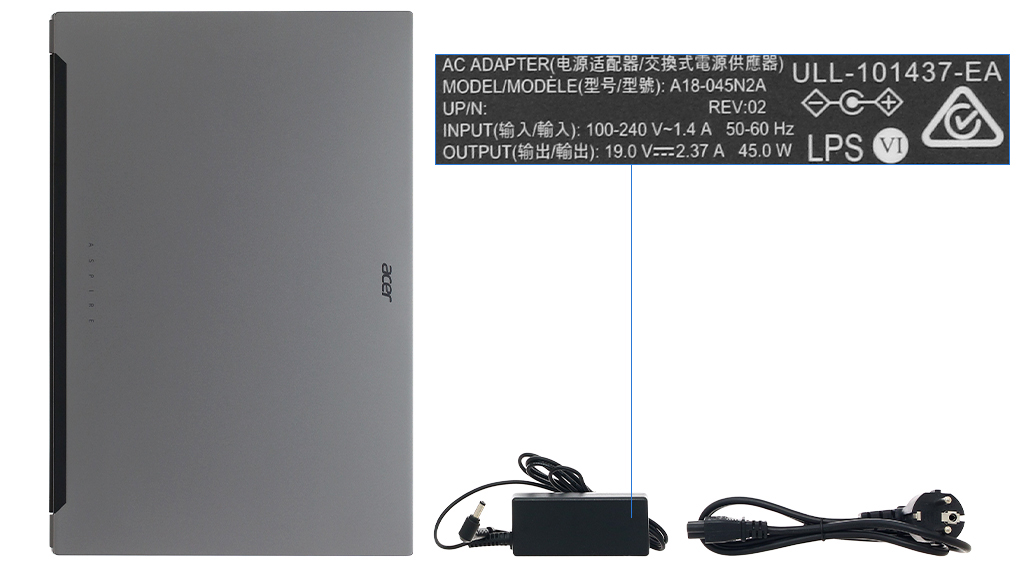 Bộ sản phẩm gồm: Sách hướng dẫn, Thùng máy, Sạc Laptop Acer ( 45W )