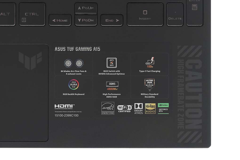 Laptop Asus TUF Gaming A15 FA507NU - LP105W (R5 7535HS, 16GB, 512GB, RTX 4050 6GB, Full HD 144Hz, Win11) Màu Xám