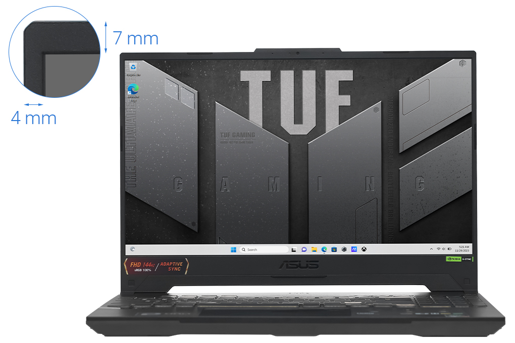 Laptop Asus TUF Gaming A15 FA507NU - LP105W (R5 7535HS, 16GB, 512GB, RTX 4050 6GB, Full HD 144Hz, Win11) Màu Xám