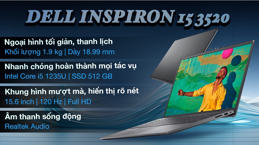 Laptop Dell Inspiron 15 3520 i5 1235U/16GB/512GB/120Hz/OfficeHS/Win11 (N5I5011W1)