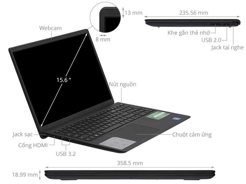 Dell Inspiron 15 3520 i5 1235U/16GB/512GB/120Hz/OfficeHS/KYHD/Win11