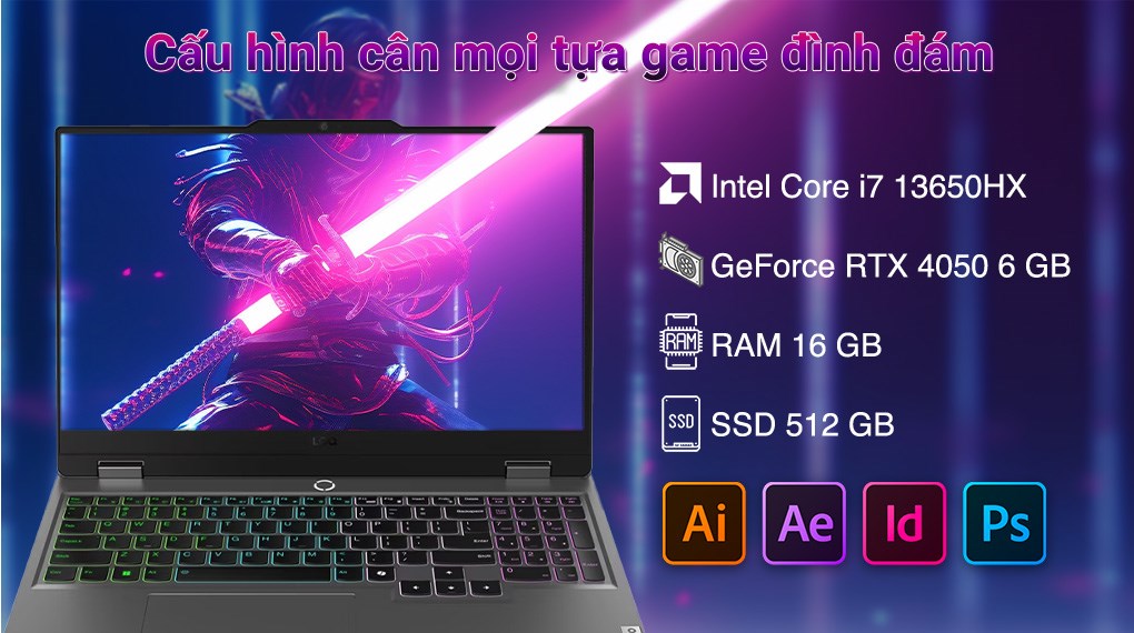Laptop Lenovo Gaming LOQ 15IRX9 i7 13650HX/16GB/512GB/6GB RTX4050/144Hz/Win11 (83DV000NVN)