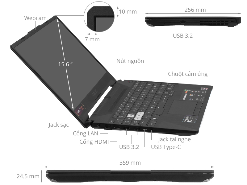 Asus TUF Gaming A15 FA506NF - HN012W (R5 7535HS, 16GB, 512GB, RTX 2050 4GB, Full HD 144Hz, Win11)