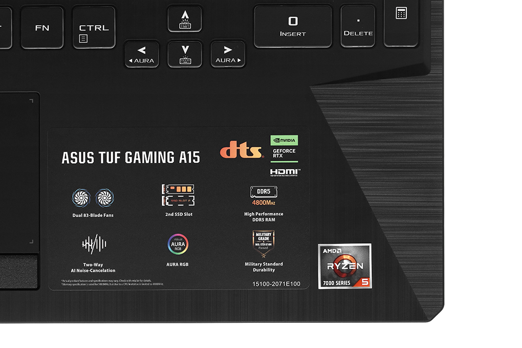 Laptop Asus TUF Gaming A15 FA506NF - HN012W (R5 7535HS, 16GB, 512GB, RTX 2050 4GB, Full HD 144Hz, Win11) Màu Đen