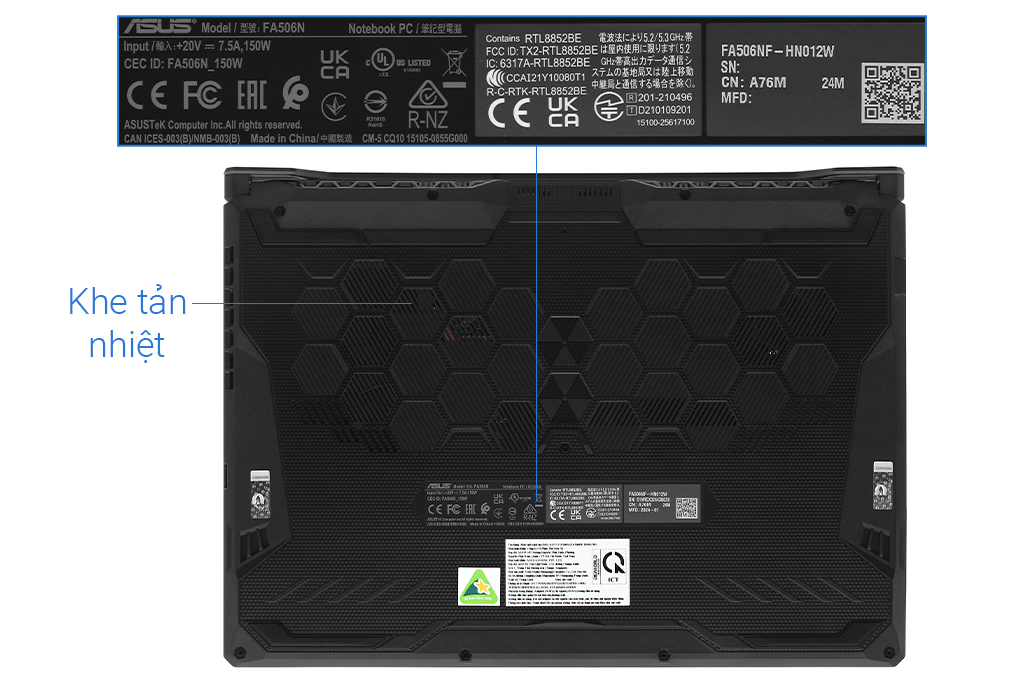 Laptop Asus TUF Gaming A15 FA506NF - HN012W (R5 7535HS, 16GB, 512GB, RTX 2050 4GB, Full HD 144Hz, Win11) Màu Đen