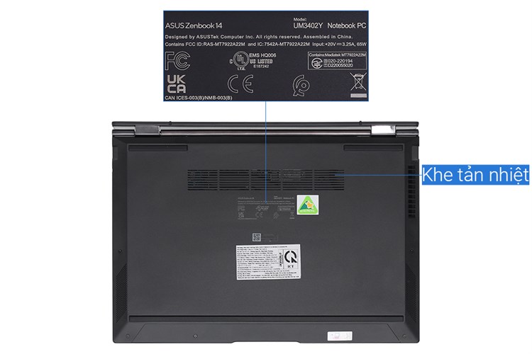 Laptop Asus Zenbook 14 OLED UM3402YA R5 7530U/16GB/512GB/Cáp/Túi/Win11 (KM405W) Màu Đen