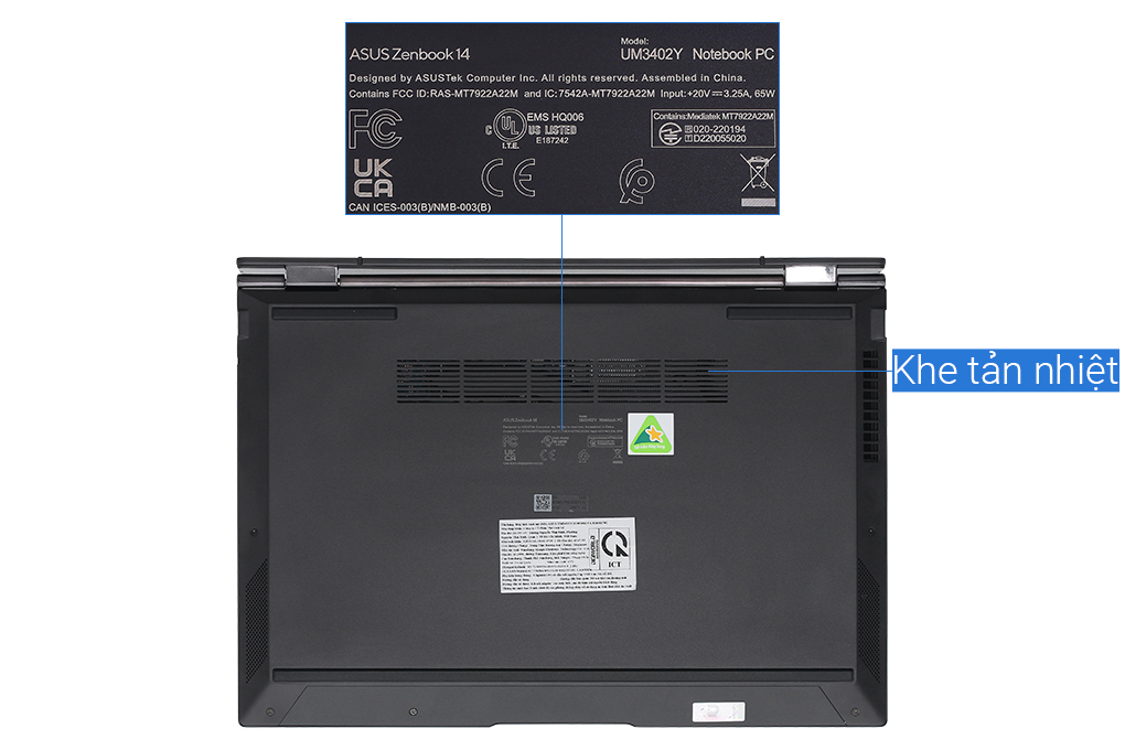 Laptop Asus Zenbook 14 OLED UM3402YA R5 7530U/16GB/512GB/Cáp/Túi/Win11 (KM405W) Màu Đen
