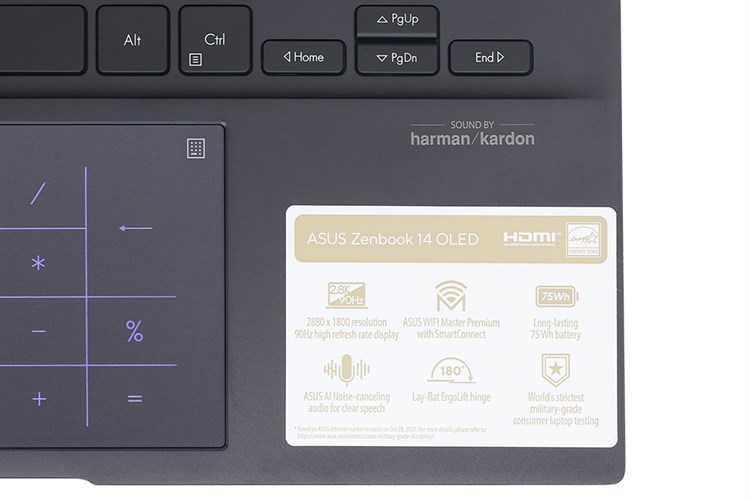 Laptop Asus Zenbook 14 OLED UM3402YA R5 7530U/16GB/512GB/Cáp/Túi/Win11 (KM405W) Màu Đen