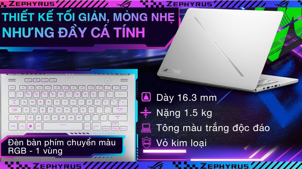 Laptop Asus Gaming ROG Zephyrus G14 GA403UU R9 8945HS/32GB/512GB/6GB RTX4050/120Hz/Túi/Win11 (QS101W)